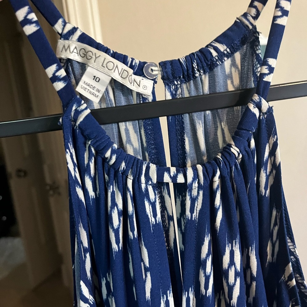 Maggy London, Size 10 long, blue pattern gown! Worn once